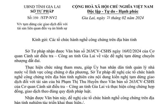 Tạm ngưng giao dịch đối với tài sản bà Phạm Thị Thu Huyền
