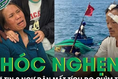 Người thân khóc nghẹn, đỏ mắt chờ tin 2 ngư dân mất tích trong vụ chìm tàu ở Quảng Ngãi