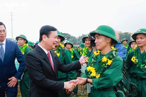 Bí thư Tỉnh ủy Nghệ An Thái Thanh Quý dự Lễ giao, nhận quân tại huyện Đô Lương