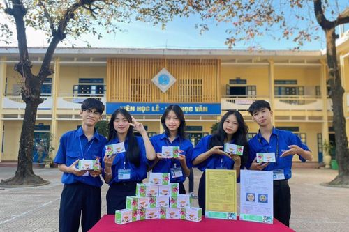 Học sinh chế biến trà túi lọc từ hoa sim