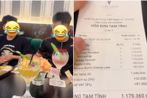 Nhóm 4 bạn trẻ tròn mắt ngạc nhiên với hóa đơn gần 1.2 triệu khi đi cà phê Thái Công