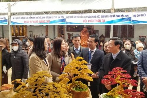 Canh Nậu (Thạch Thất) khai mạc triển lãm sản phẩm làng nghề mộc, sinh vật cảnh 2024
