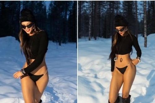 H'Hen Niê diện bikini mỏng tang thách thức thời tiết âm 5 độ