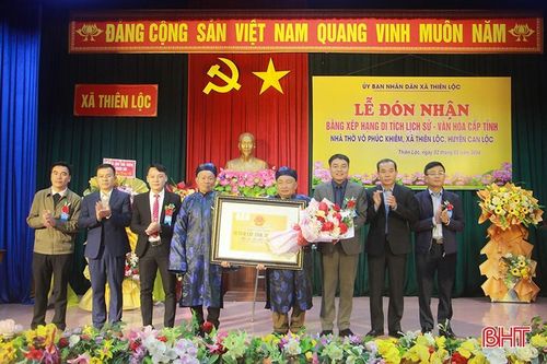 Đón nhận di tích lịch sử văn hóa cấp tỉnh nhà thờ Võ Phúc Khiêm