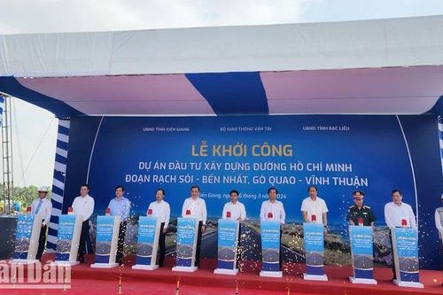 Khởi công đường Hồ Chí Minh đoạn Rạch Sỏi-Bến Nhất, Gò Quao-Vĩnh Thuận