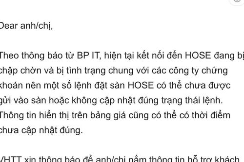 Sàn HOSE tái diễn tình trạng nghẽn lệnh