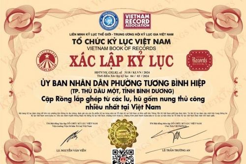 Bình Dương: Cặp rồng làm bằng lu gốm được xác lập kỷ lục Việt Nam