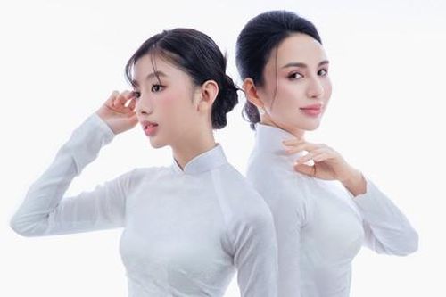 Hoa hậu Ngọc Diễm diện áo dài trắng, khoe nét tinh khôi bên cạnh một nhân vật đặc biệt sở hữu nhan sắc không hề kém cạnh