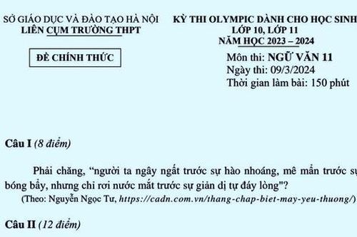 Đề thi Olympic Ngữ văn: Người ta chỉ rơi nước mắt trước sự giản dị tự đáy lòng?