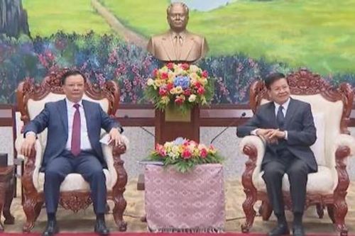 Tổng Bí thư, Chủ tịch nước Lào tiếp Đoàn đại biểu Hà Nội