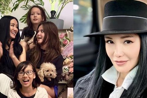 Cặp song sinh nhà 'Bống' Hồng Nhung gây chú ý về diện mạo trong tiệc sinh nhật mẹ