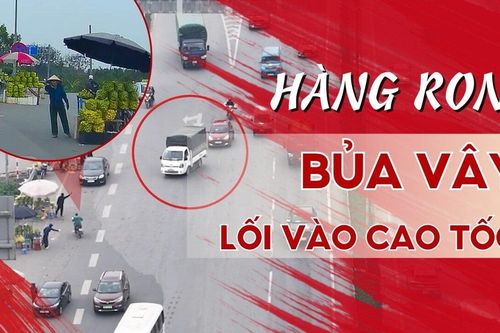 Hàng rong lại 'đại náo' lối vào cao tốc Hà Nội - Hải Phòng