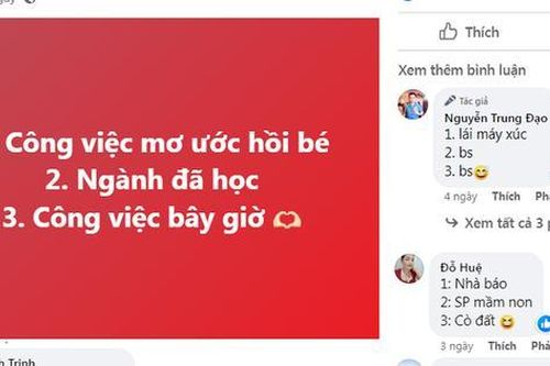 Cư dân mạng đua nhau 'đu trend' Ước mơ ngày bé và công việc hiện tại