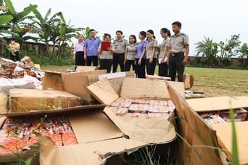 VKSND huyện Hương Sơn kiểm sát việc tiêu hủy hơn 8kg ma túy và 103 kg pháo nổ