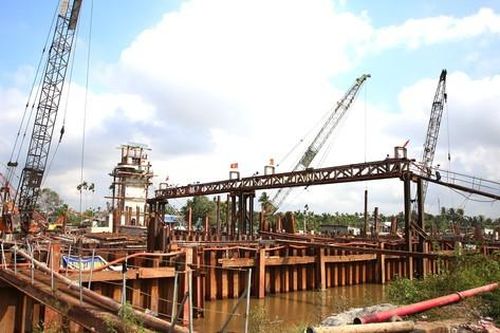 Cận cảnh cống ngăn mặn lớn nhất Sóc Trăng sẽ vận hành cuối 2024