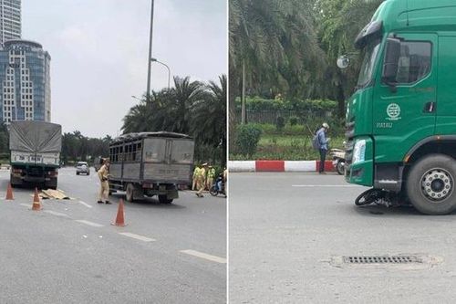 Xe tải đâm xe máy trên đại lộ Thăng Long, một phụ nữ tử vong