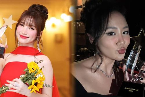 Fan tràn vào chúc mừng khi Hòa Minzy, Văn Mai Hương đồng loạt khoe cúp Cống hiến