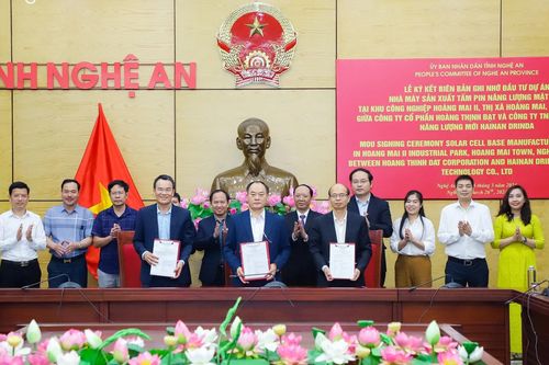 Doanh nghiệp Trung Quốc đầu tư nhà máy sản xuất tế bào quang điện mặt trời 450 triệu USD tại Nghệ An