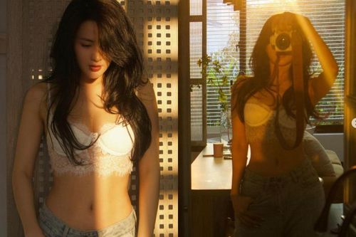 Người đẹp Hải Phòng mặc áo bra mỏng manh tôn làn da trắng ngần
