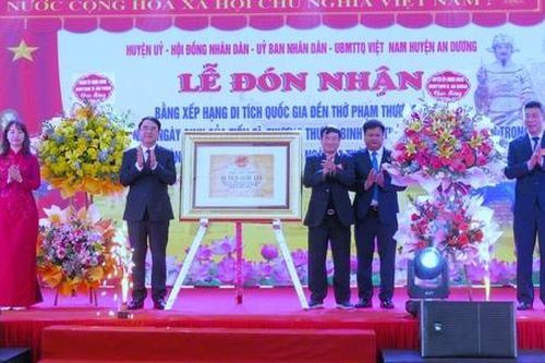 Hải Phòng đón nhận Bằng xếp hạng di tích lịch sử quốc gia Đền thờ Phạm Thượng Quận