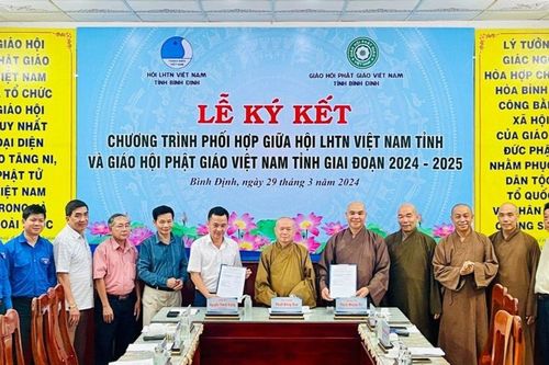 Bình Định: Ký kết phối hợp hoạt động giữa Ban Trị sự GHPGVN tỉnh và Hội LHTNVN tỉnh