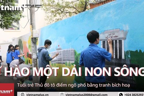 Tuổi trẻ Thủ đô tô điểm ngõ phố bằng bích họa 'Tự hào một dải non sông'