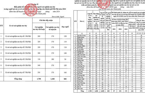 Hai quận có số chỉ tiêu đưa người nghiện đi cai nghiện bắt buộc nhiều nhất năm 2024 ở Hà Nội