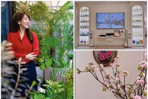 Phòng khách ngập sắc hoa trong căn hộ của MC Diệp Chi