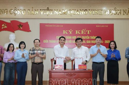 Báo Lào Cai và Thành ủy Lào Cai ký kết chương trình hợp tác truyền thông giai đoạn 2024 - 2025