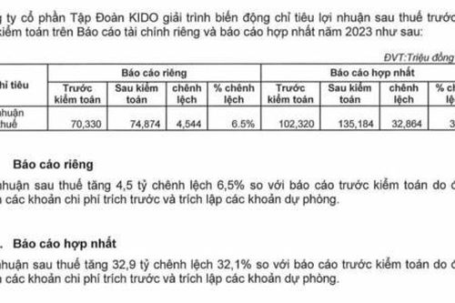 KIDO báo lãi ròng tăng 33% sau kiểm toán