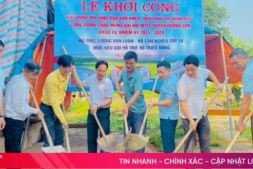 Xây dựng nhà đại đoàn kết cho hộ cận nghèo ở Hương Sơn