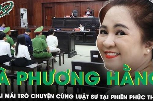Hình ảnh bà Nguyễn Phương Hằng mặc áo trắng, tóc búi cao tại phiên tòa phúc thẩm