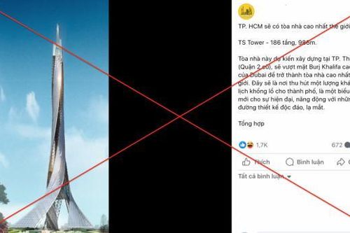 Thông tin về tòa nhà 186 tầng tại TP. Hồ Chí Minh là sai sự thật