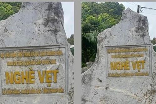 Di chuyển tấm 'bia lạ' có dòng chữ 'Bộ Văn hóa, Thể thao và Du lịch Thanh Hóa' ra khỏi khu vực di tích