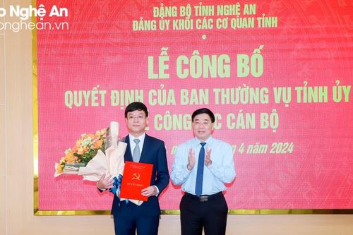 Ban Thường vụ Tỉnh ủy Nghệ An điều động, phân công, chỉ định Bí thư Thị ủy Thái Hòa giữ chức Bí thư Đảng ủy Khối Các cơ quan tỉnh