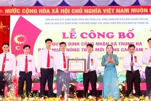 Vĩnh Phúc: Xã Trung Hà (Yên Lạc) đón Bằng công nhận đạt chuẩn NTM nâng cao