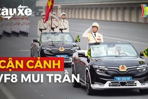 VF8 bản mui trần xuất hiện trong lễ diễu binh | Bản tin Tàu và Xe | 14/04/2024