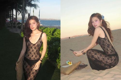 'Hot girl kính cận' đi biển diện đồ ren trong suốt cực mê
