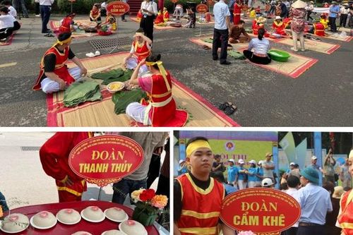 Hội thi gói bánh chưng, giã bánh giầy - Biểu tượng của lòng hiếu nghĩa tại Giỗ Tổ Hùng Vương 2024