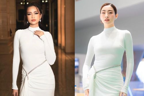 Ngọc Châu đụng độ Lương Thùy Linh trong cùng mẫu váy bó sát, nhan sắc ra sao?
