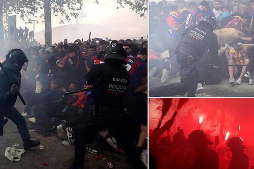 CĐV Barcelona tấn công… nhầm xe chở đội nhà