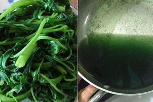 Nước luộc chuyển màu xanh đậm, có phải rau muống nhiễm chì?