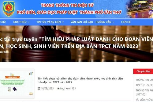 Cần Thơ tổ chức thi trực tuyến 'Tìm hiểu pháp luật dành cho đoàn viên thanh niên, học sinh, sinh viên'