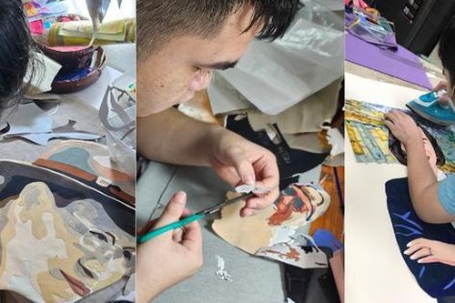 Chung tay 'xây nhà mới' cho người khuyết tật từ những bức tranh bằng lụa vụn