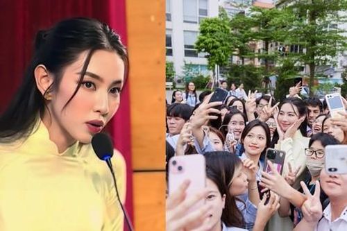 Thùy Tiên đại diện Thanh niên Việt Nam phát biểu tại buổi đối thoại với Tổng Thư ký ASEAN