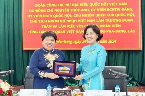 Nhóm nữ đại biểu Quốc hội Việt Nam thăm, làm việc tại Luang Prabang, CHDCND Lào