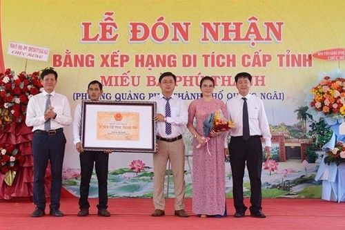 Quảng Ngãi: Miếu bà Phú Thạnh được công nhận Di tích lịch sử cấp tỉnh