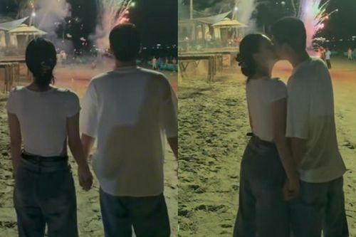 Ngọc Trinh và bạn trai đón lễ bên nhau, công khai 'khóa môi' giữa biển