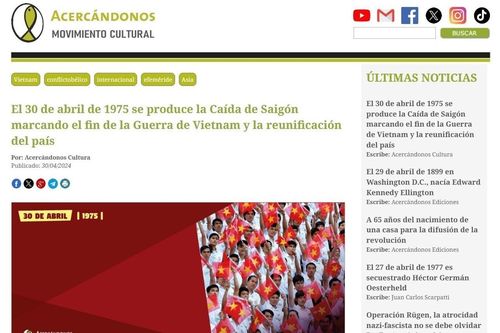 49 năm thống nhất đất nước: Truyền thông Argentina đưa tin đậm nét về Chiến thắng 30/4