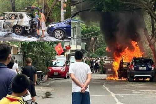 Xe ô tô bốc cháy dữ dội ở Hà Đông